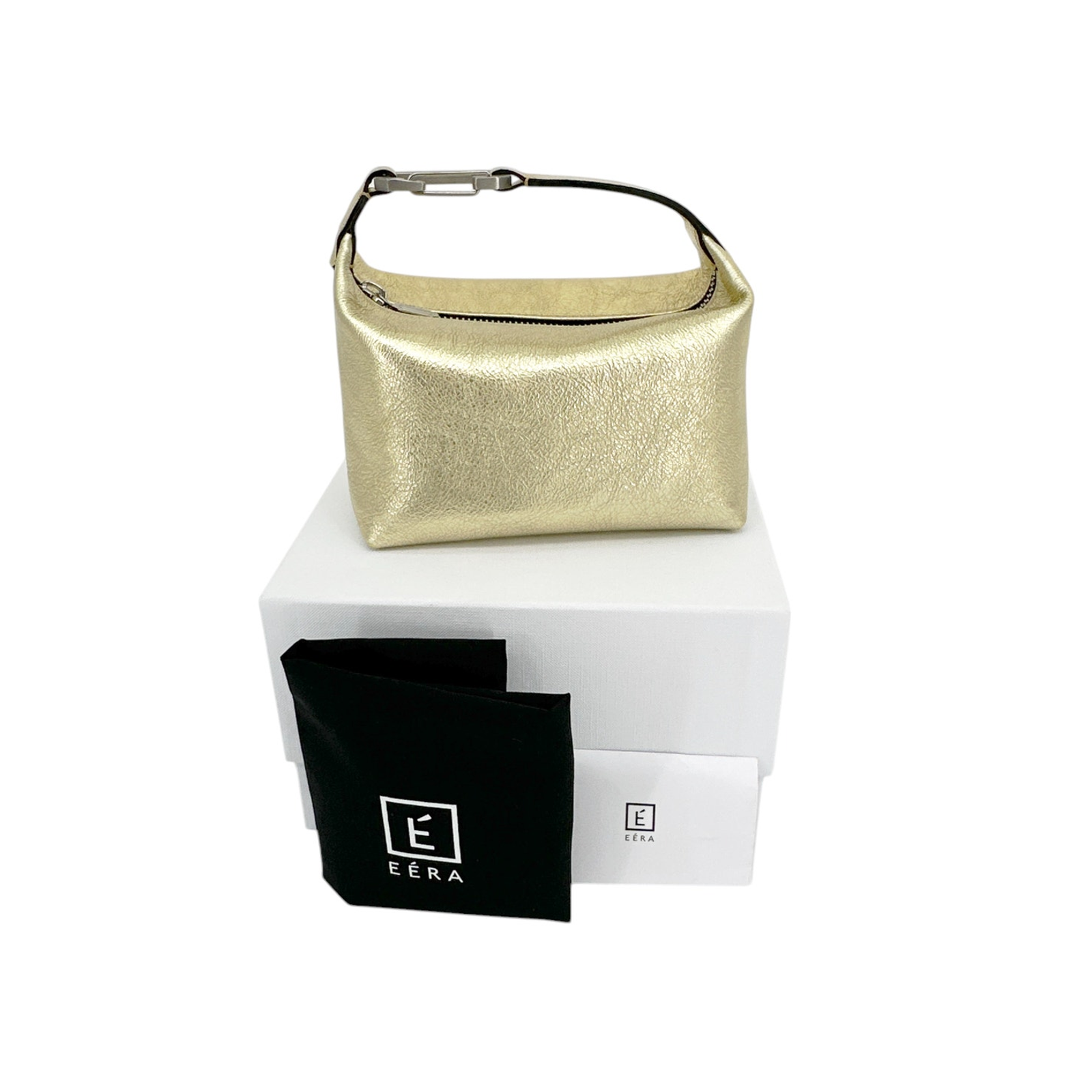 Eera Metallic Moon Bag In Laminated Gold — image 3 of 8